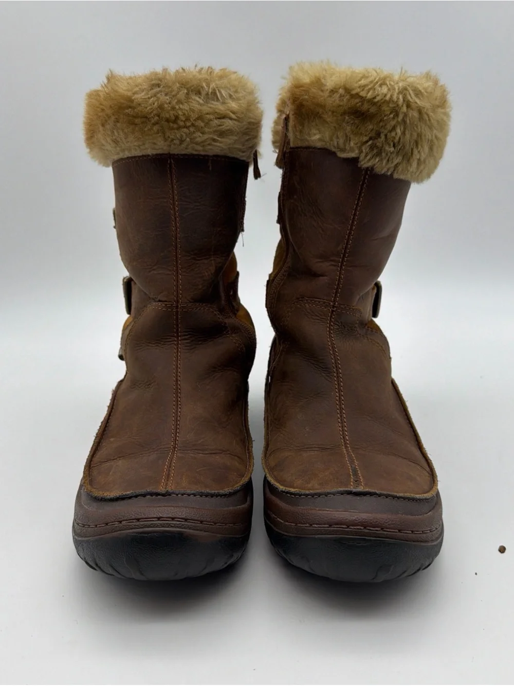 Merrell Womens 9 Leather Boots Decora Chant Brown Sugar Buckle Waterproof